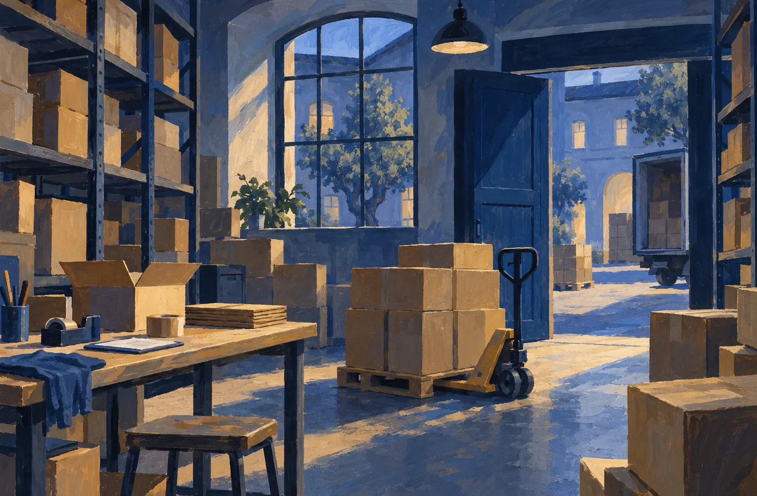 Illustration of distribution businesses and their working space