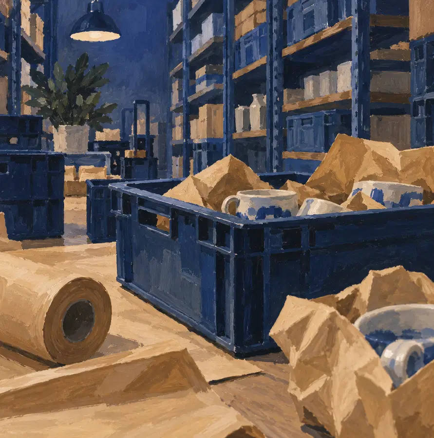 Illustration of distribution businesses equipment and workspace